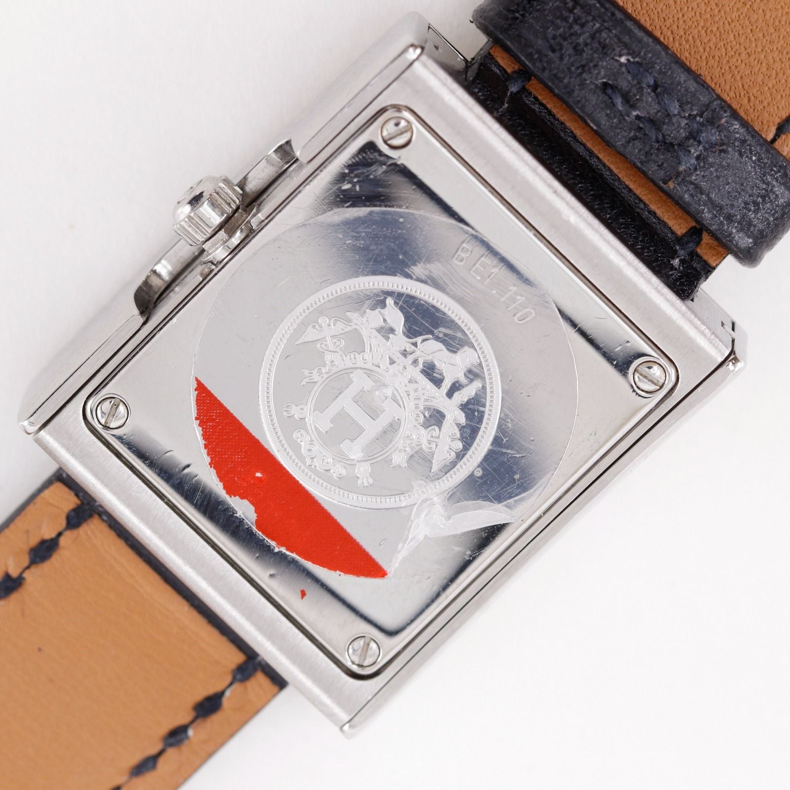 Hermes Watch Stainless Steel Leather Quartz Analog Display White Dial — view 6