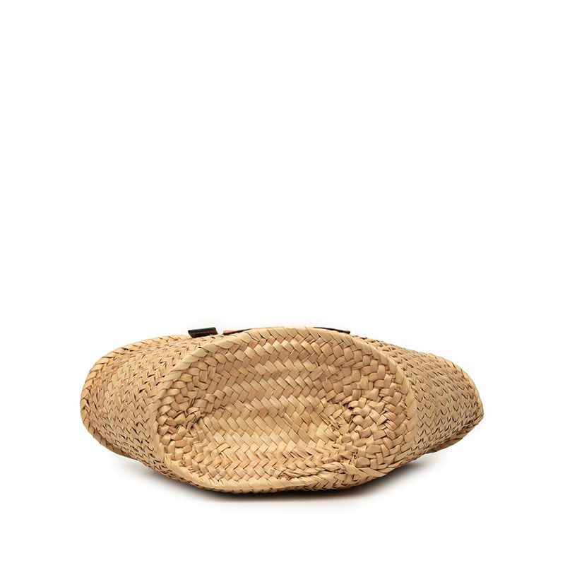 Loewe Anagram Basket Bag Small Palm Leaf Handbag Braided Orange Beige Raffia — view 3