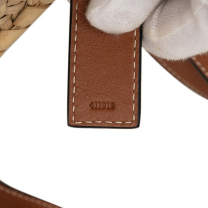 Loewe Anagram Basket Bag Small Handbag Palm Leaf Braided Brown Beige Raffia — view 6