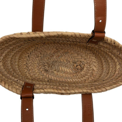 Loewe Anagram Basket Bag Small Handbag Palm Leaf Braided Brown Beige Raffia — view 4