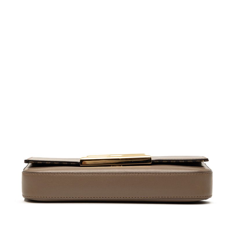 Fendi Crossbody Chain Shoulder Bag Gray Leather — view 3