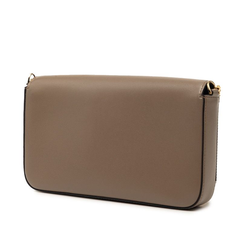 Fendi Crossbody Chain Shoulder Bag Gray Leather — view 2