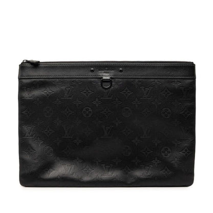 Louis Vuitton Monogram Shadow Pochette Discovery Clutch Noir Black Leather