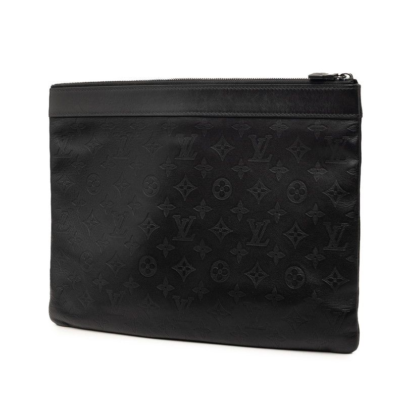 Louis Vuitton Monogram Shadow Pochette Discovery Clutch Noir Black Leather — view 2
