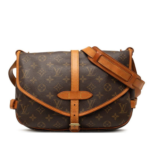 Louis Vuitton Monogram Saumur 30 Crossbody Shoulder Bag Brown Leather