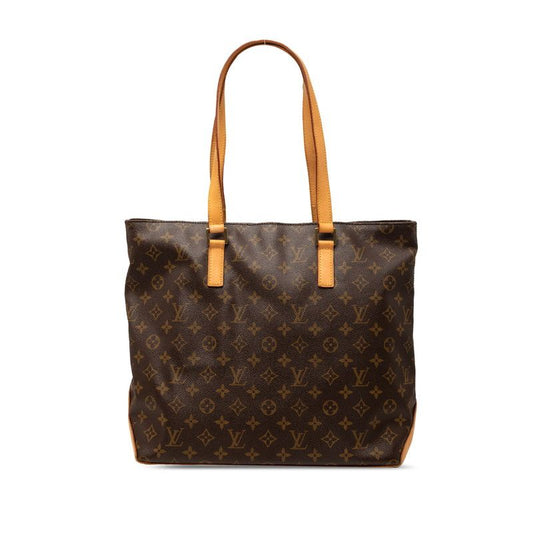 Louis Vuitton Monogram Cabas Mezzo Shoulder Bag Tote Brown Leather