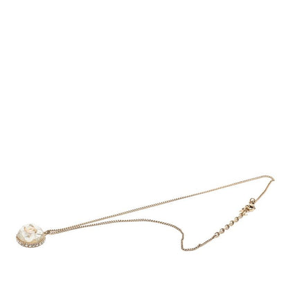 Chanel CC Logo Necklace Dome 09c Champagne Gold Plated Rhinestone — view 3