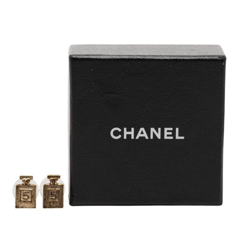 Chanel Perfume Bottle Stud Earrings Gold Plated — view 4