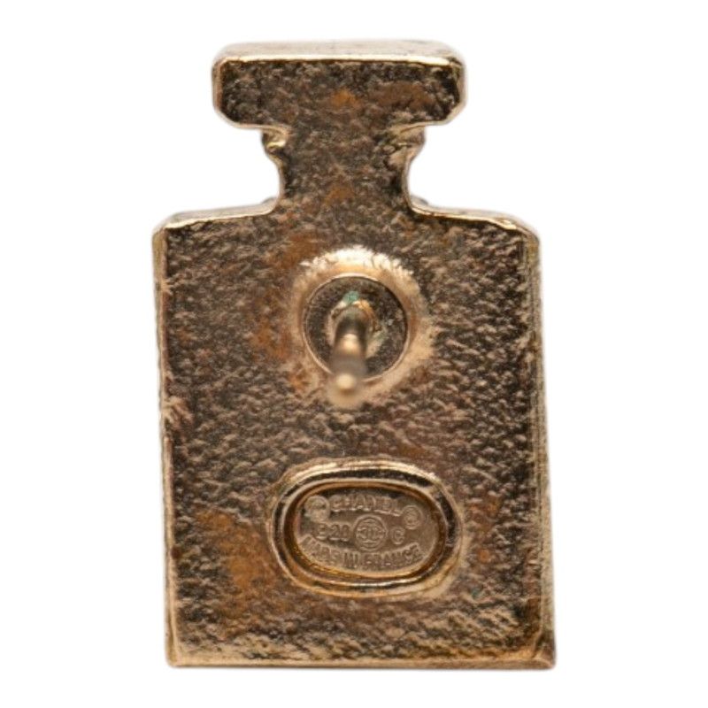 Chanel Perfume Bottle Stud Earrings Gold Plated — view 3