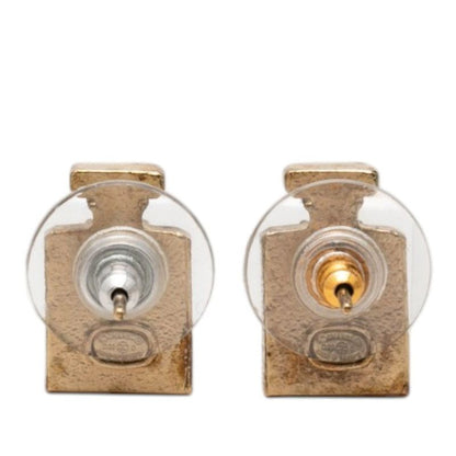 Chanel Perfume Bottle Stud Earrings Gold Plated — view 2