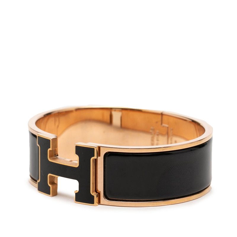 Hermes Clic Clac PM Bracelet Bangle Gold Black Plated Enamel — view 2