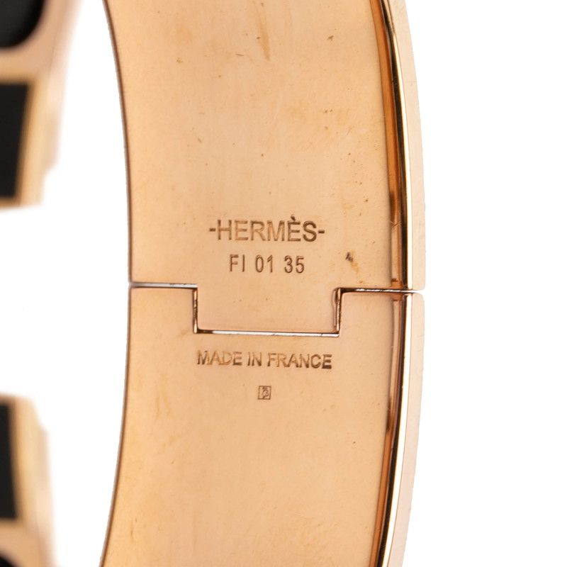Hermes Clic Clac PM Bracelet Bangle Gold Black Plated Enamel — view 5