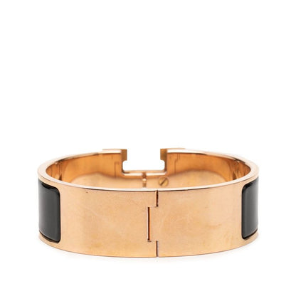 Hermes Clic Clac PM Bracelet Bangle Gold Black Plated Enamel — view 3