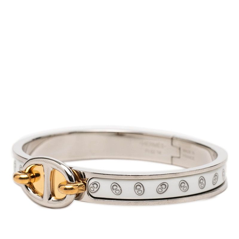 Hermes Chaine D'ancre Mini Click PM Bracelet Bangle Silver White Gold Metal — view 2