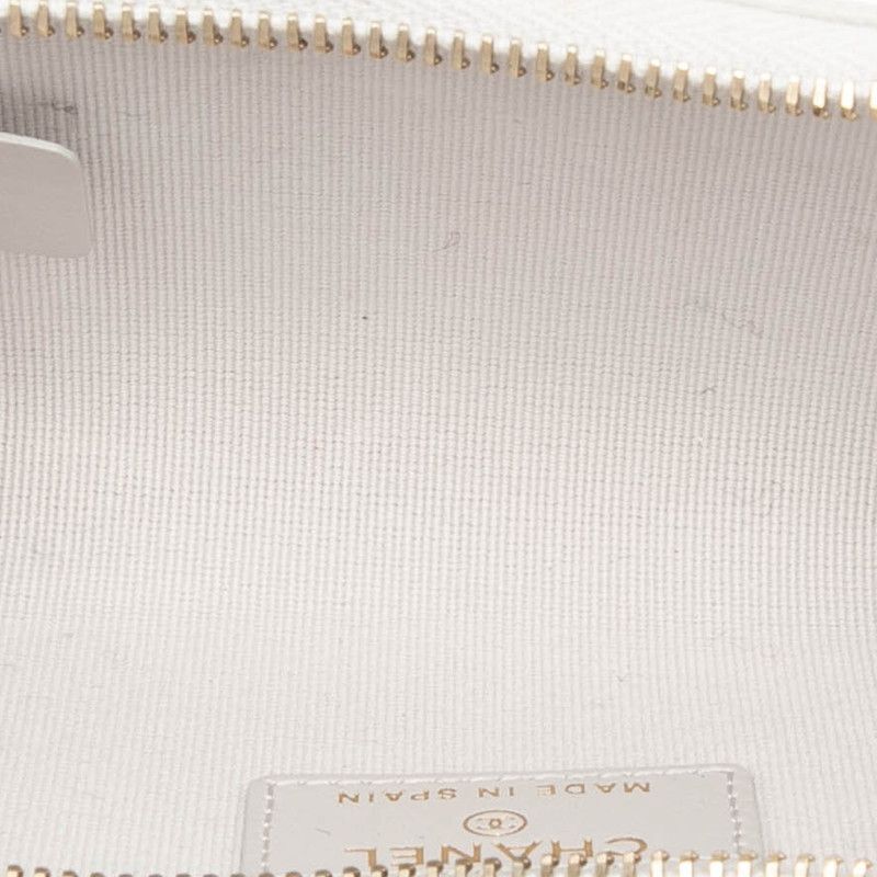 Chanel CC Logo Quilted Card Case Coin Gray Caviar Leather — view 5