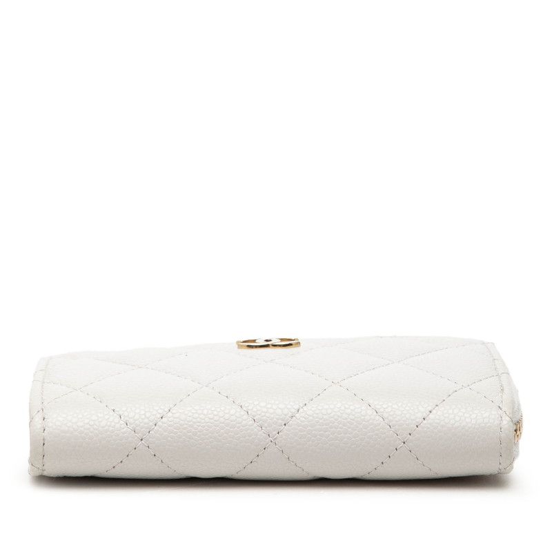 Chanel CC Logo Quilted Card Case Coin Gray Caviar Leather — view 3