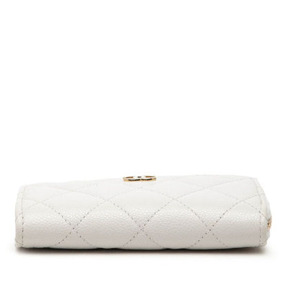 Chanel CC Logo Quilted Card Case Coin Gray Caviar Leather — view 3