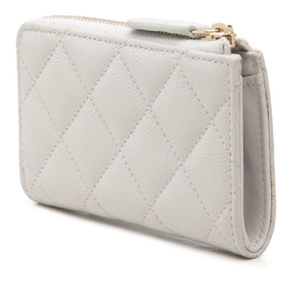 Chanel CC Logo Quilted Card Case Coin Gray Caviar Leather — view 2