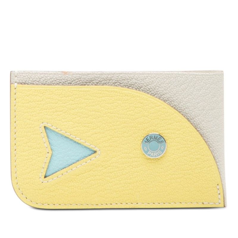 Hermes Poisson Card Case Pasque Mushroom Limoncello Blue Zephyr Chevre Misole