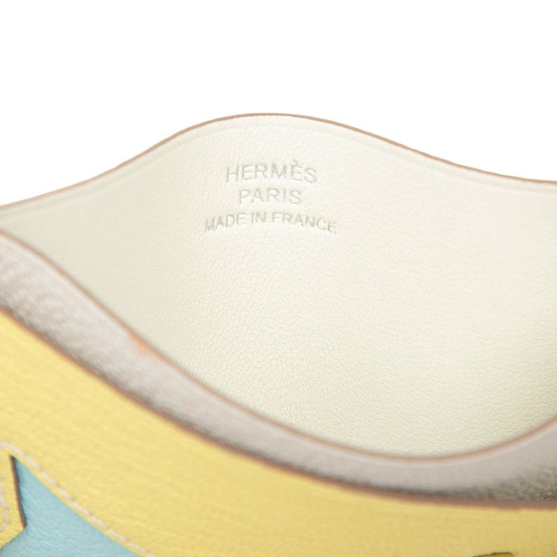 Hermes Poisson Card Case Pasque Mushroom Limoncello Blue Zephyr Chevre Misole — view 5