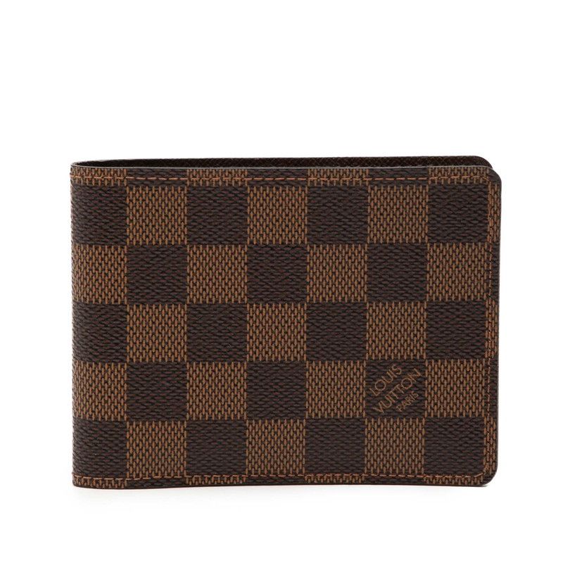 Louis Vuitton Damier Portefeuille Multiple Bi Foldwallet Brown Leather