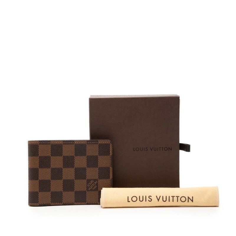 Louis Vuitton Damier Portefeuille Multiple Bi Foldwallet Brown Leather — view 7