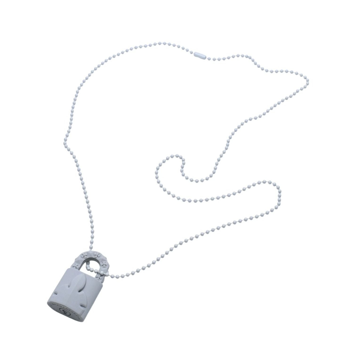 Chrome Hearts Padlock Flerknee Silicone Rubber Necklace Gray Ball Chain