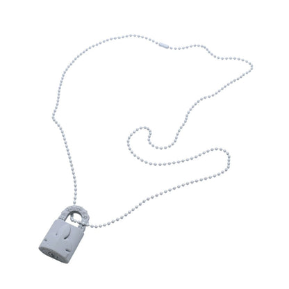 Chrome Hearts Padlock Flerknee Silicone Rubber Necklace Gray Ball Chain