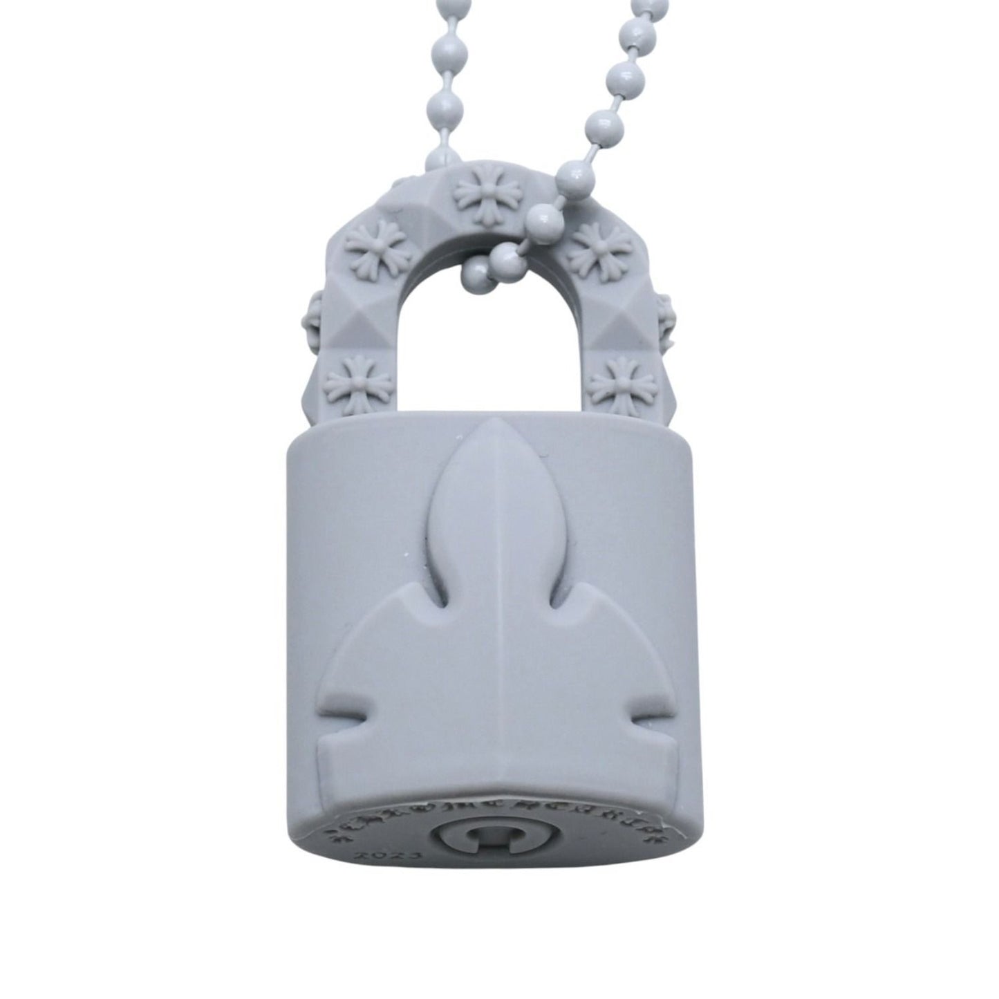 Chrome Hearts Padlock Flerknee Silicone Rubber Necklace Gray Ball Chain — view 2