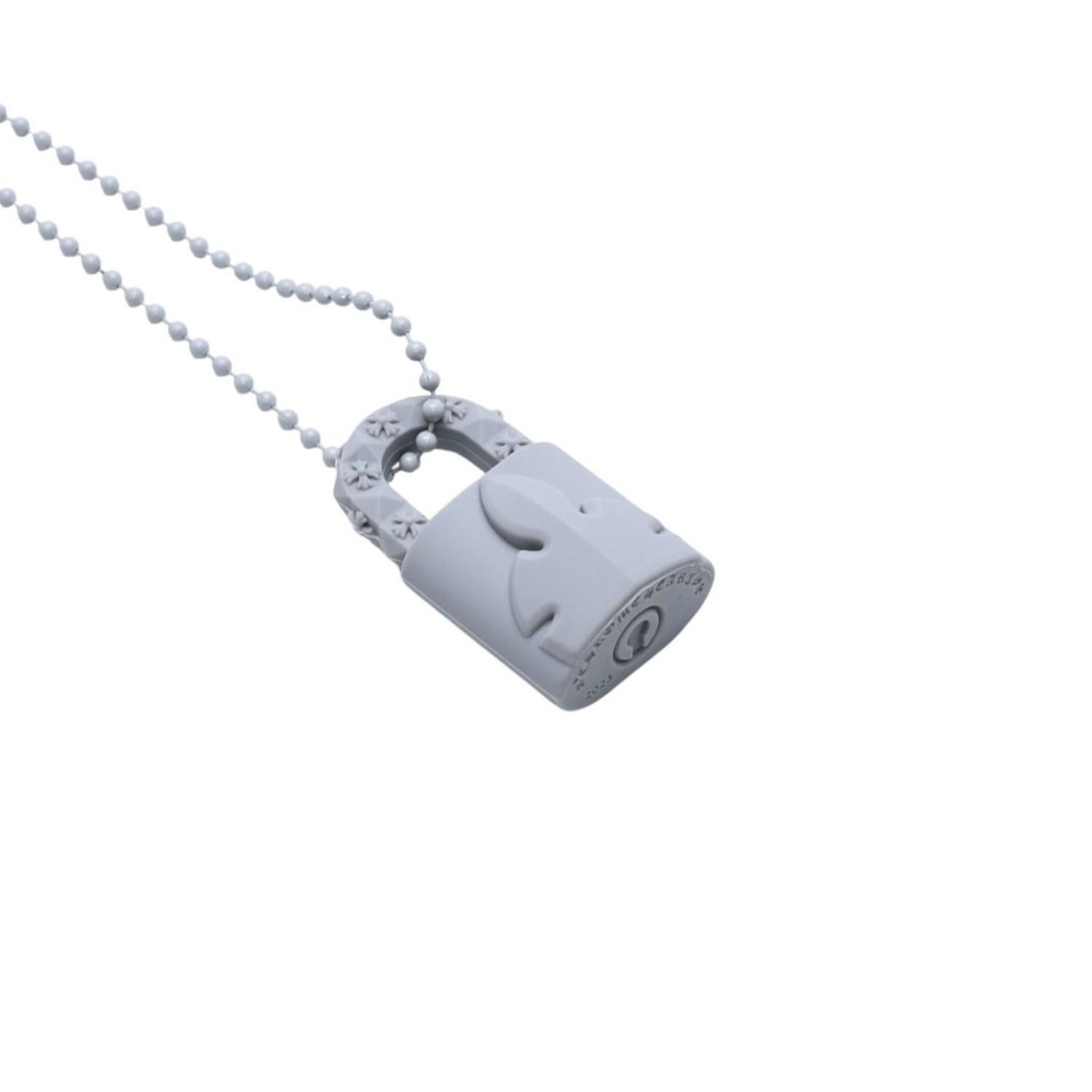 Chrome Hearts Padlock Flerknee Silicone Rubber Necklace Gray Ball Chain — view 3
