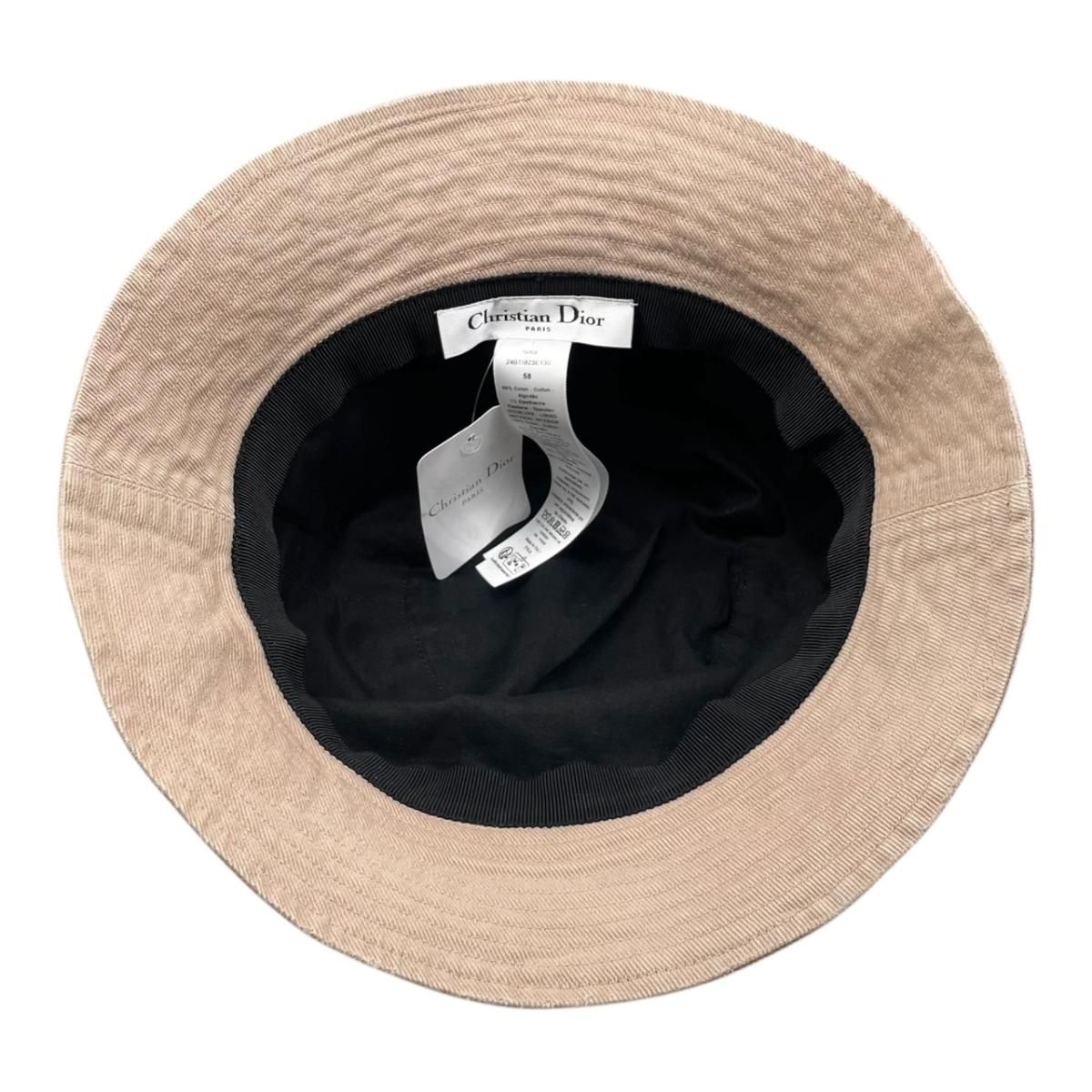 Dior Hat Union Bob Hat Bucket Hat 58 Cotton Logo Beige — view 7