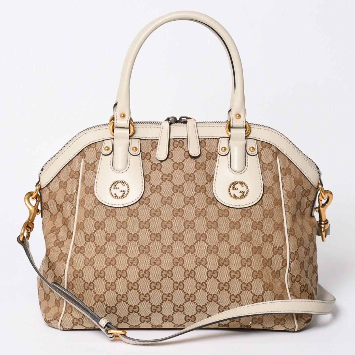 Gucci Hand Shoulder Bag GG Canvas Brown