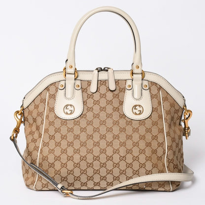 Gucci Hand Shoulder Bag GG Canvas Brown