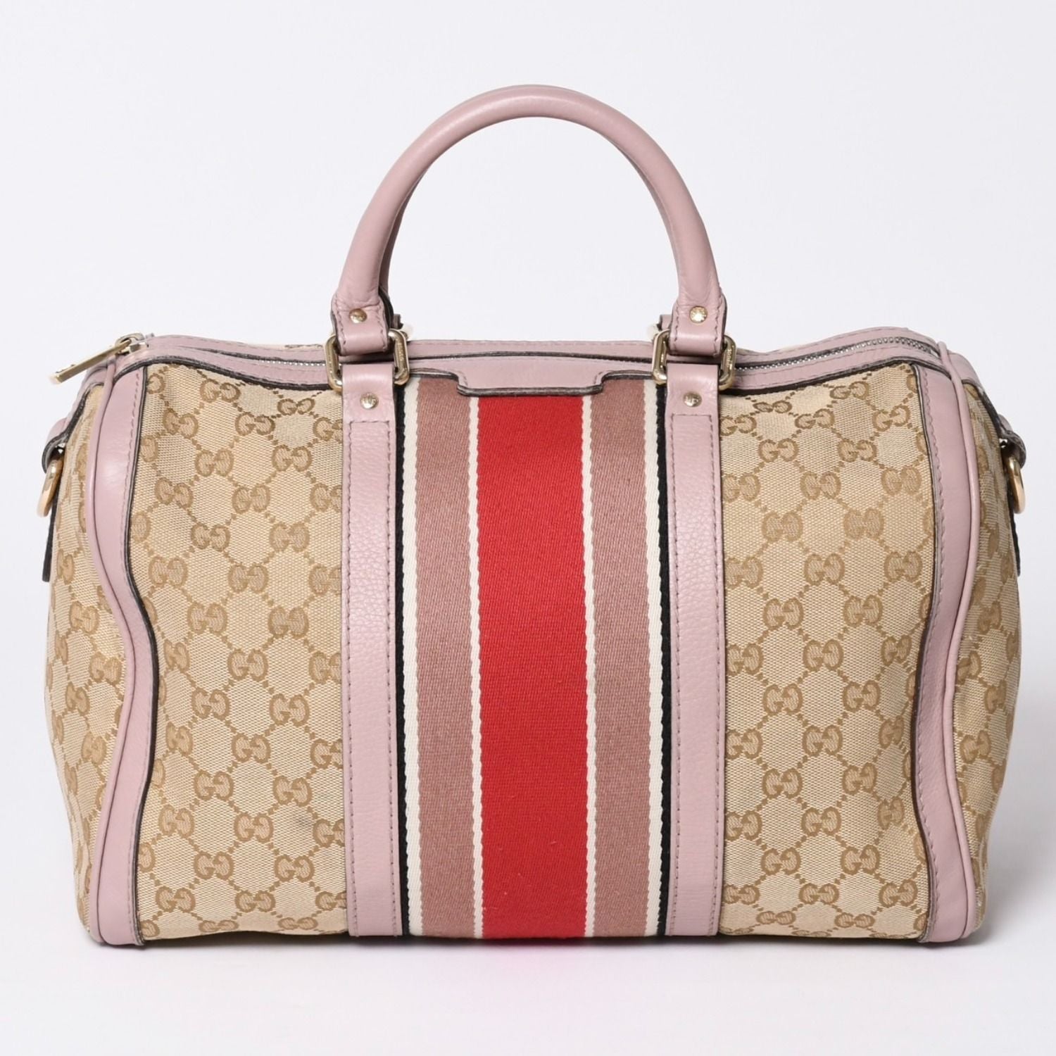 Gucci Shoulder Bag GG Canvas Leather Beige Gray Purple