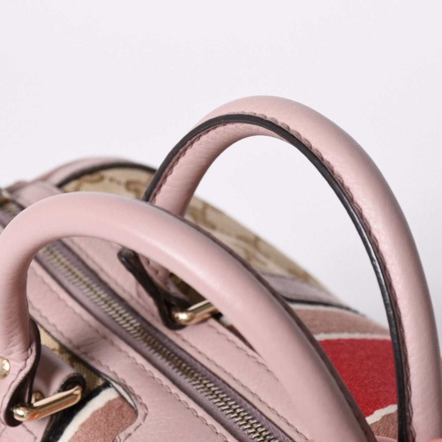 Gucci Shoulder Bag GG Canvas Leather Beige Gray Purple — view 6