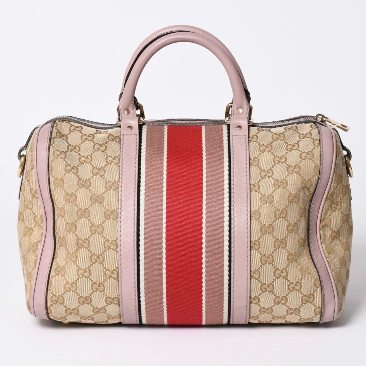 Gucci Shoulder Bag GG Canvas Leather Beige Gray Purple — view 2