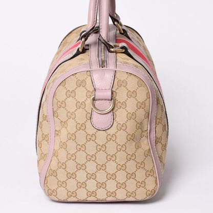 Gucci Shoulder Bag GG Canvas Leather Beige Gray Purple — view 7