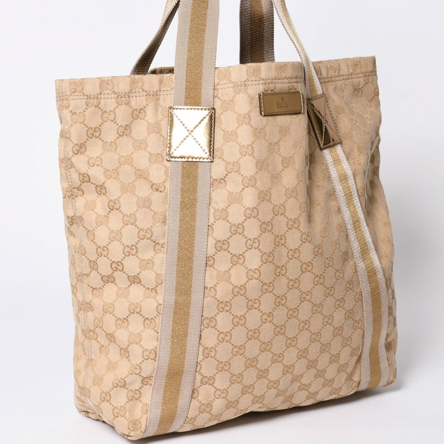 Gucci Tote Bag GG Canvas Beige Brown Gold — view 3