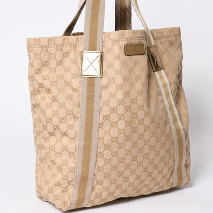 Gucci Tote Bag GG Canvas Beige Brown Gold — view 3