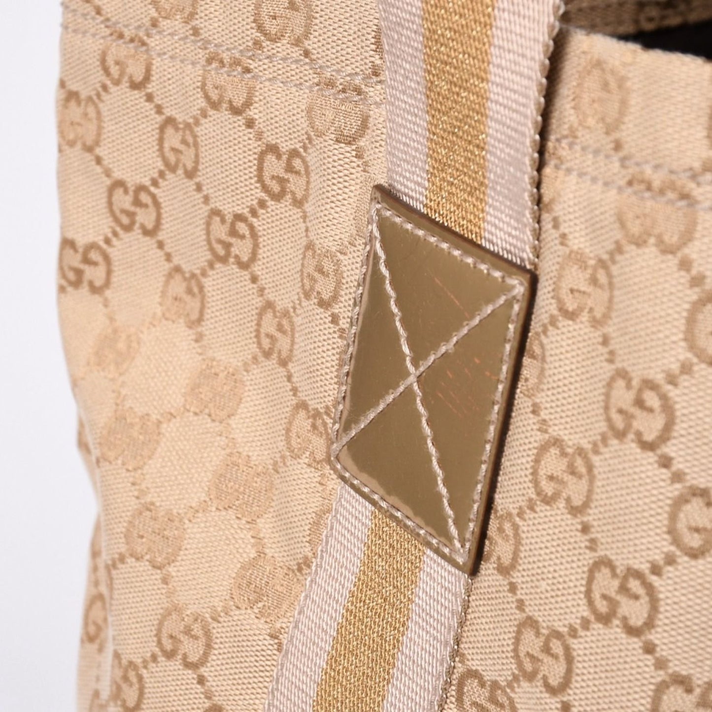 Gucci Tote Bag GG Canvas Beige Brown Gold — view 5