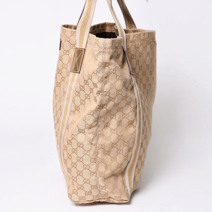 Gucci Tote Bag GG Canvas Beige Brown Gold — view 4