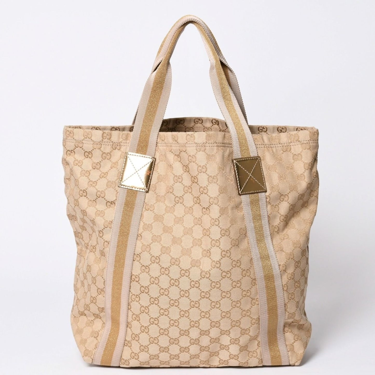 Gucci Tote Bag GG Canvas Beige Brown Gold — view 2