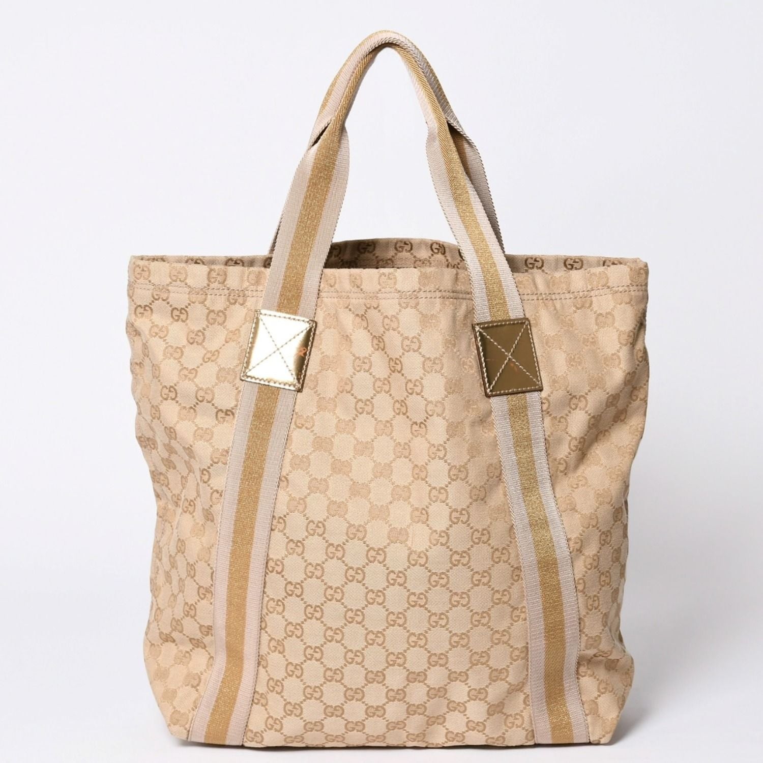 Gucci Tote Bag GG Canvas Beige Brown Gold — view 2