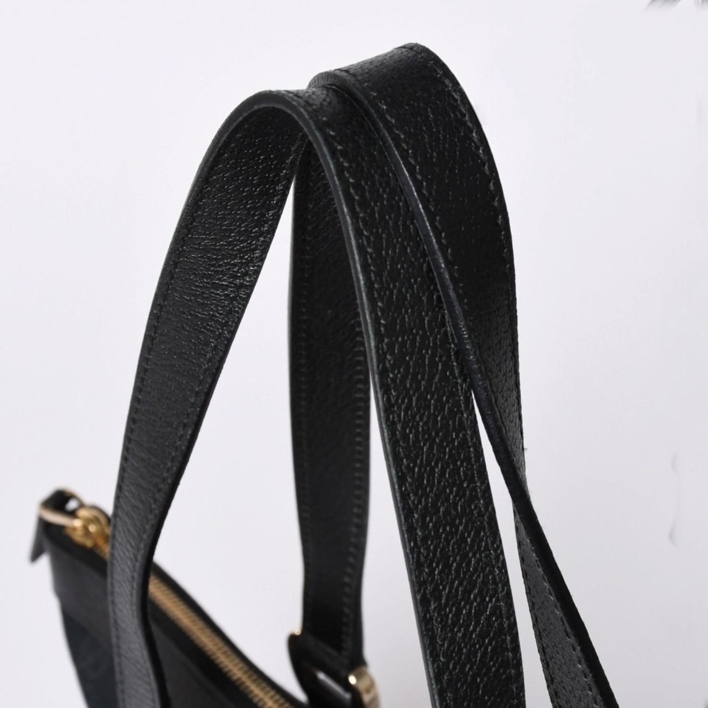 Gucci Abbey Line GG Canvas Tote Black Handbag D Ring Leather Gold — view 6