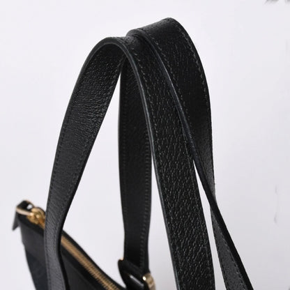 Gucci Abbey Line GG Canvas Tote Black Handbag D Ring Leather Gold — view 6