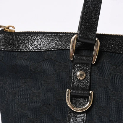 Gucci Abbey Line GG Canvas Tote Black Handbag D Ring Leather Gold — view 5
