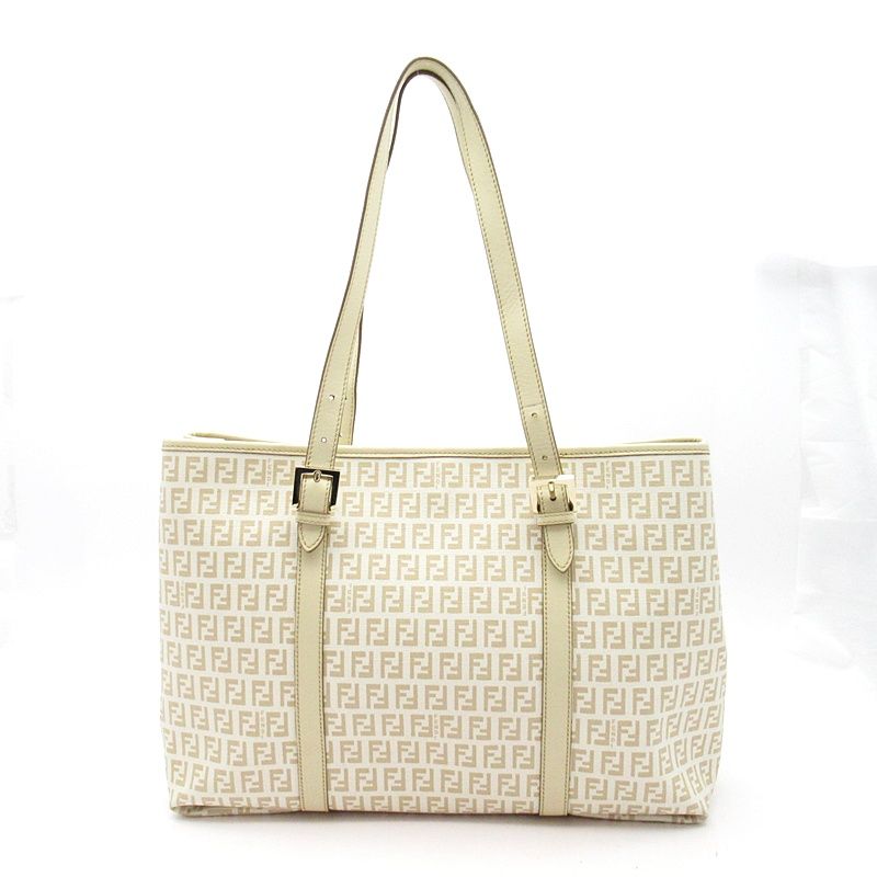 Fendi Zucchino Tote Leather Ivory