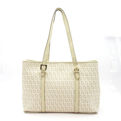 Fendi Zucchino Tote Leather Ivory