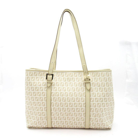 Fendi Zucchino Tote Leather Ivory