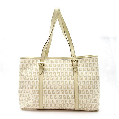 Fendi Zucchino Tote Leather Ivory — view 4